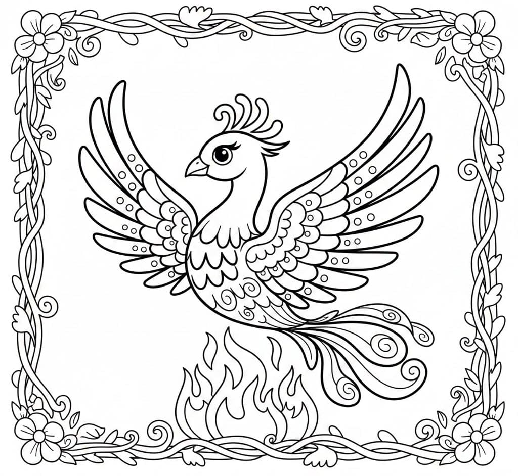 ระบายสี ฟีนิกซ์ล้อมกรอบ
