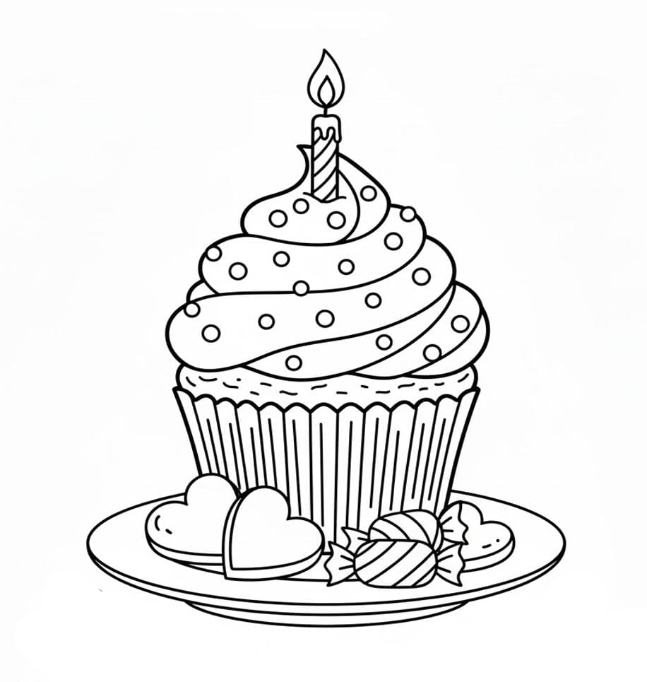 ระบายสี คัพเค้กเทียนวันเกิด