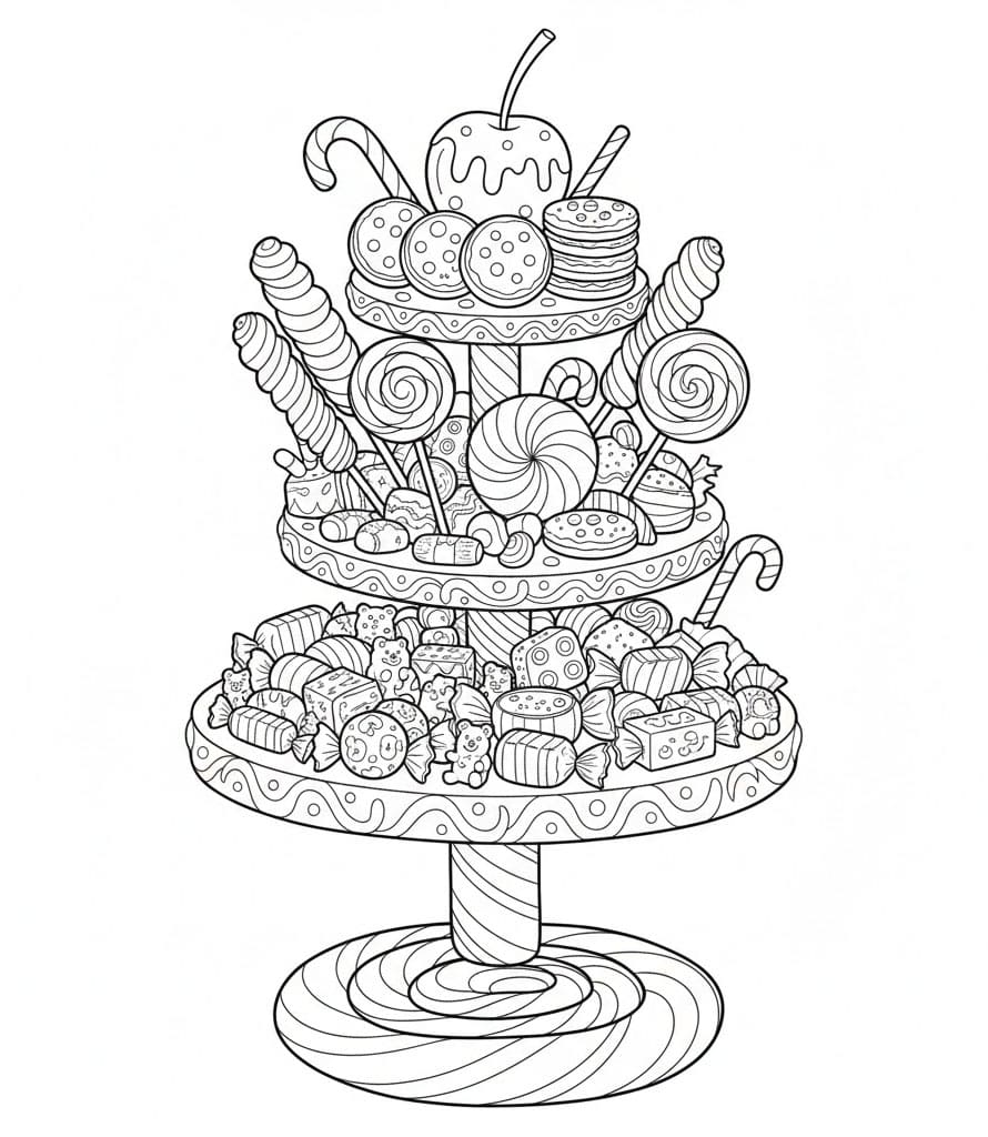 ระบายสี เค้กชั้นลูกกวาด