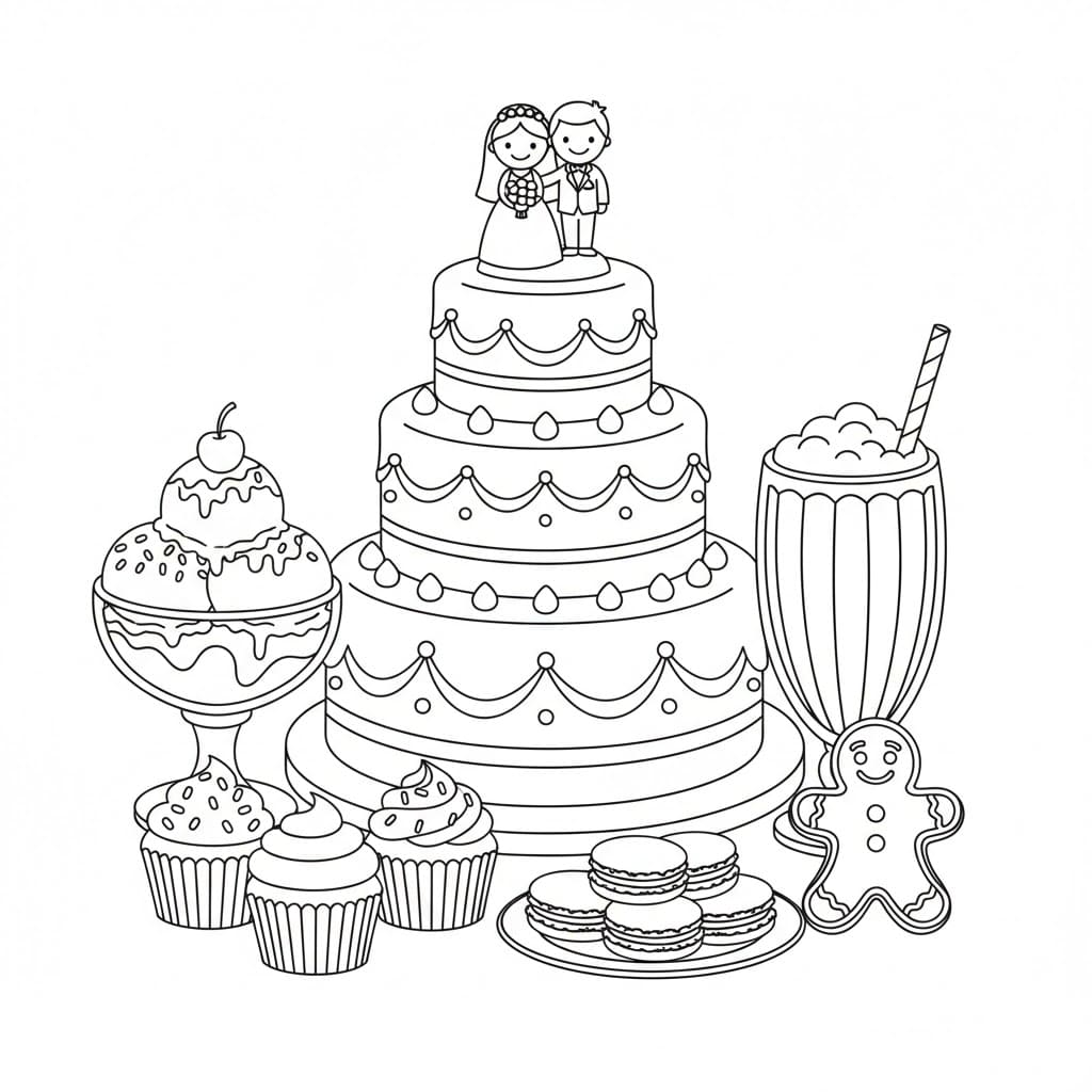 ระบายสี เค้กงานเลี้ยงใหญ่