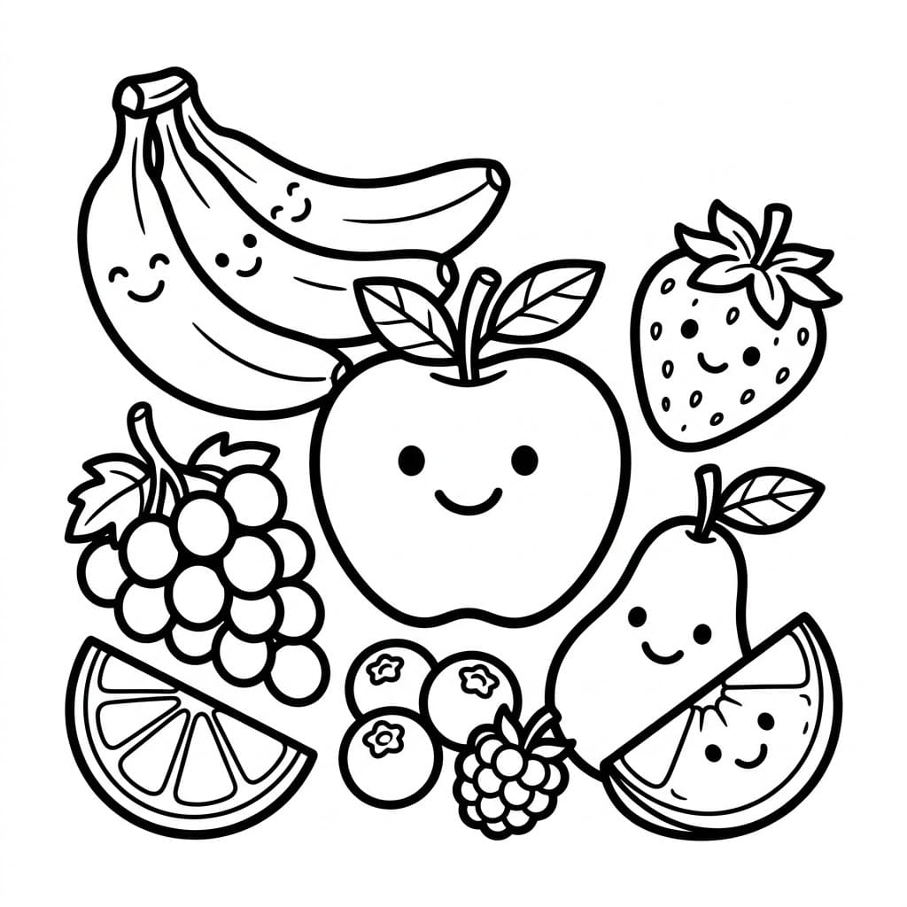 ระบายสี กล้วยและสตรอว์เบอร์รี