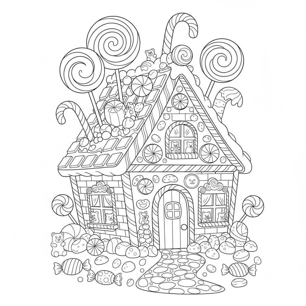 ระบายสี กระท่อมขนมเทพนิยาย