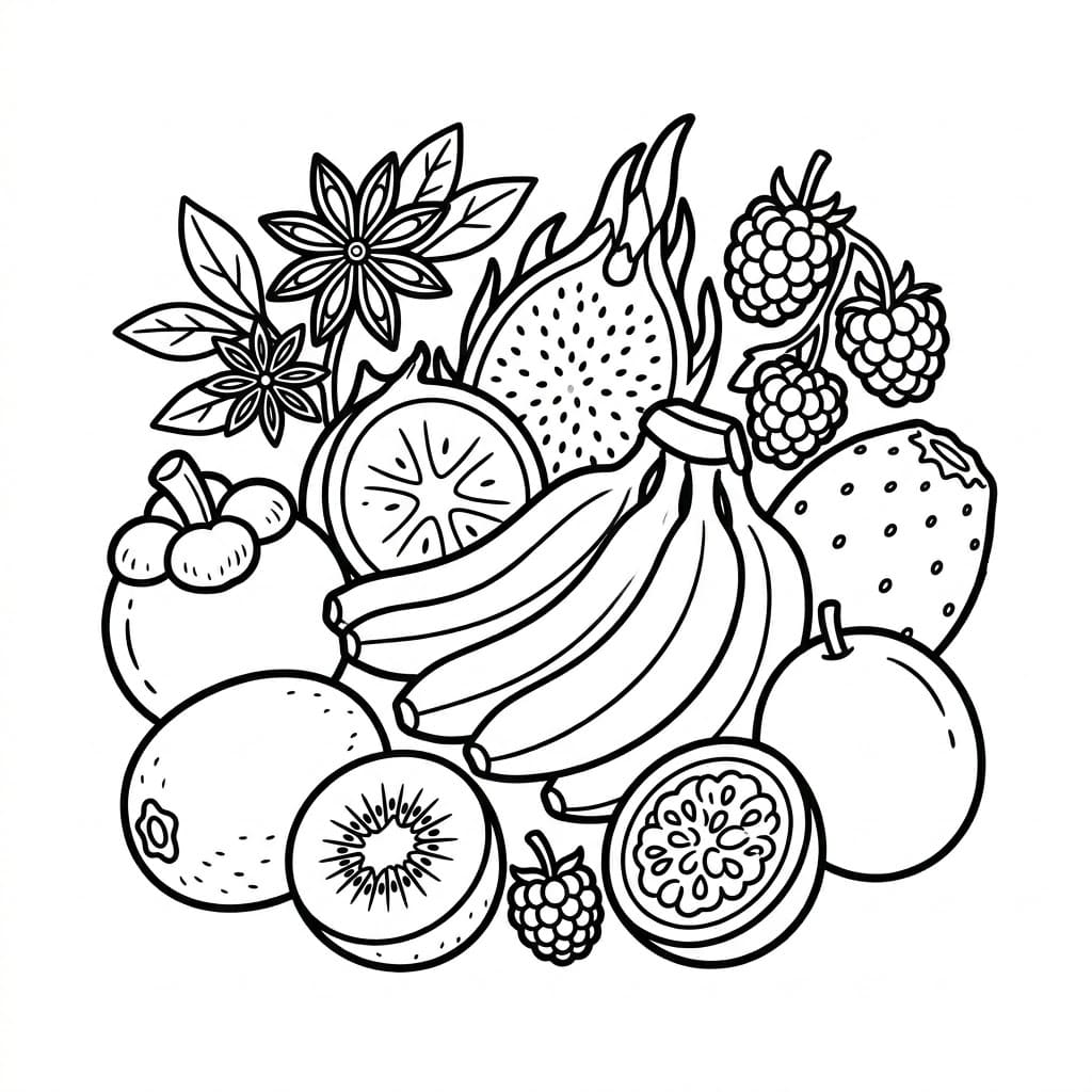ระบายสี กองผลไม้สีสวย