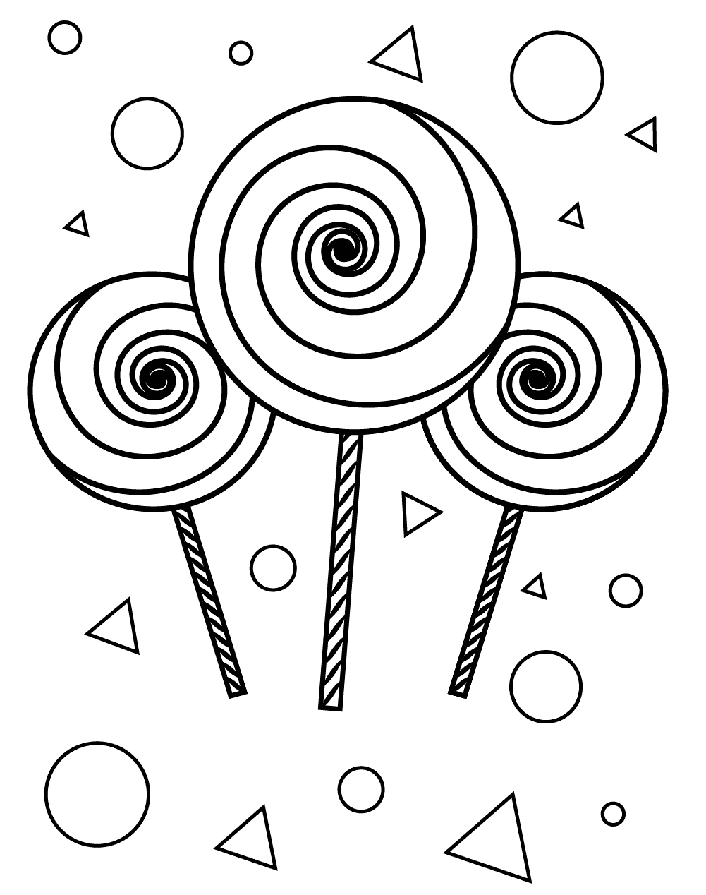 ระบายสี ลูกอมหมุนวนสามอัน