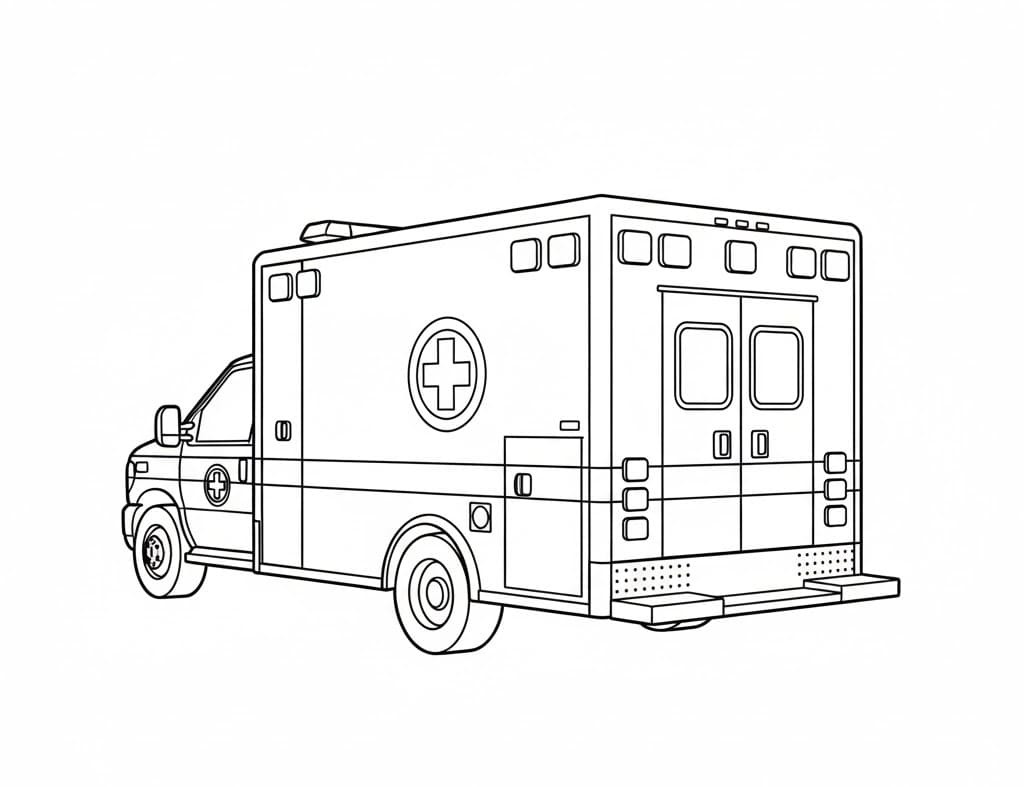 ระบายสี ภาพด้านหลังของรถพยาบาล