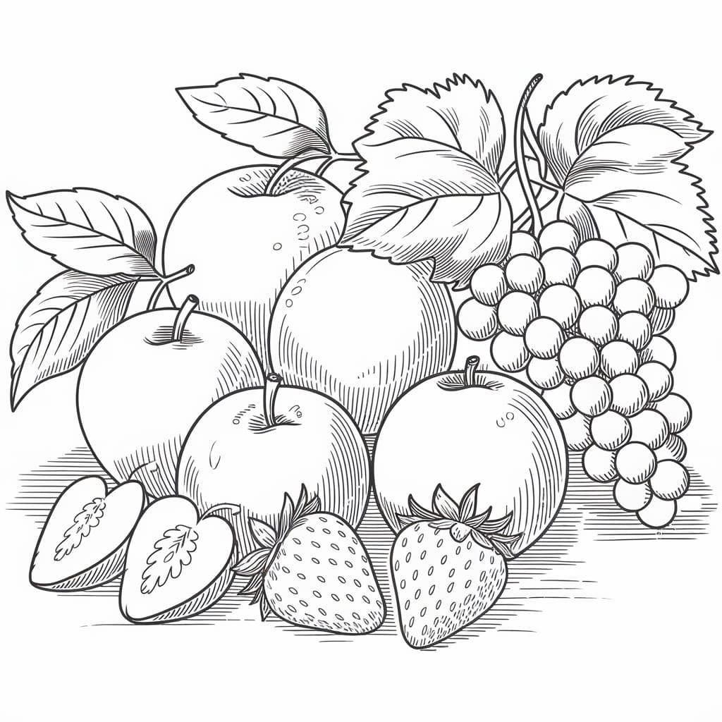 ระบายสี ภาพร่างผลไม้