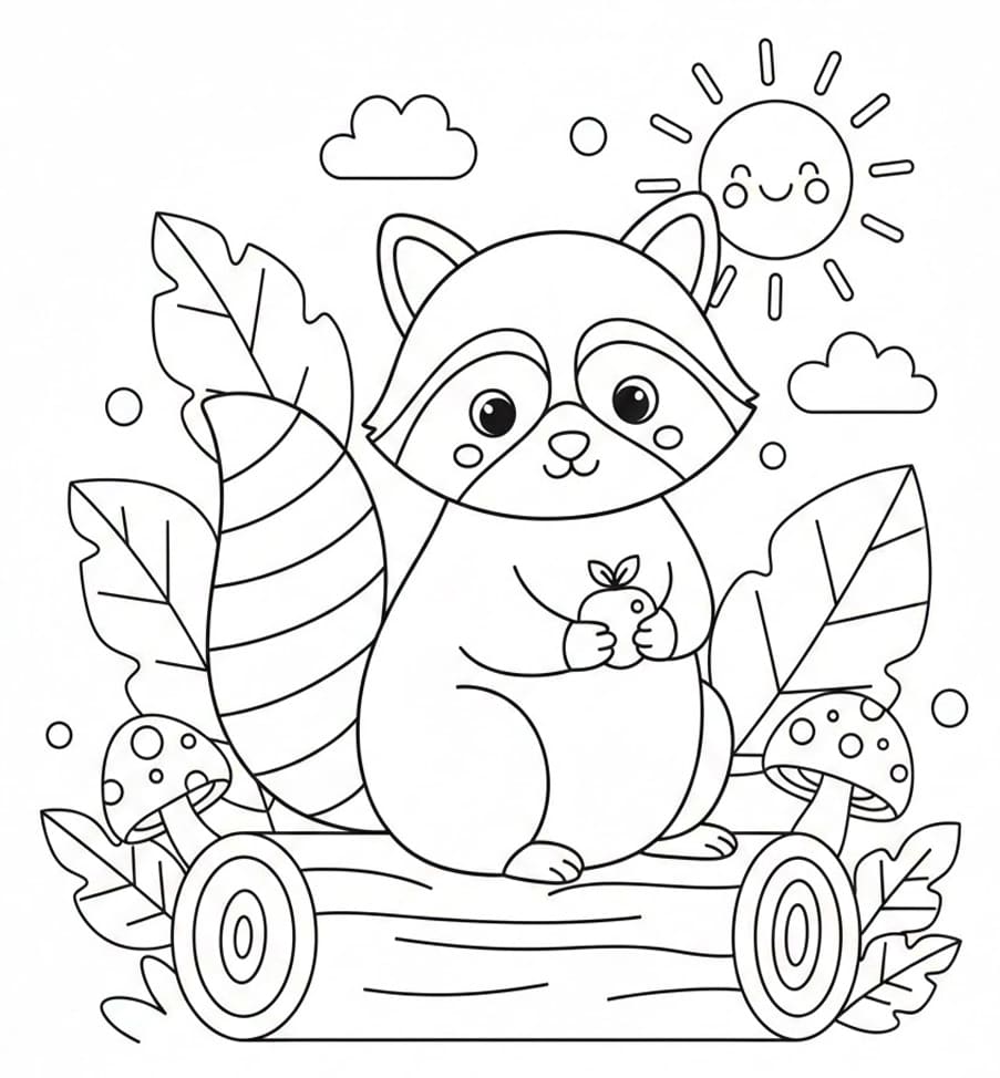 ระบายสี แรคคูนกับธรรมชาติ