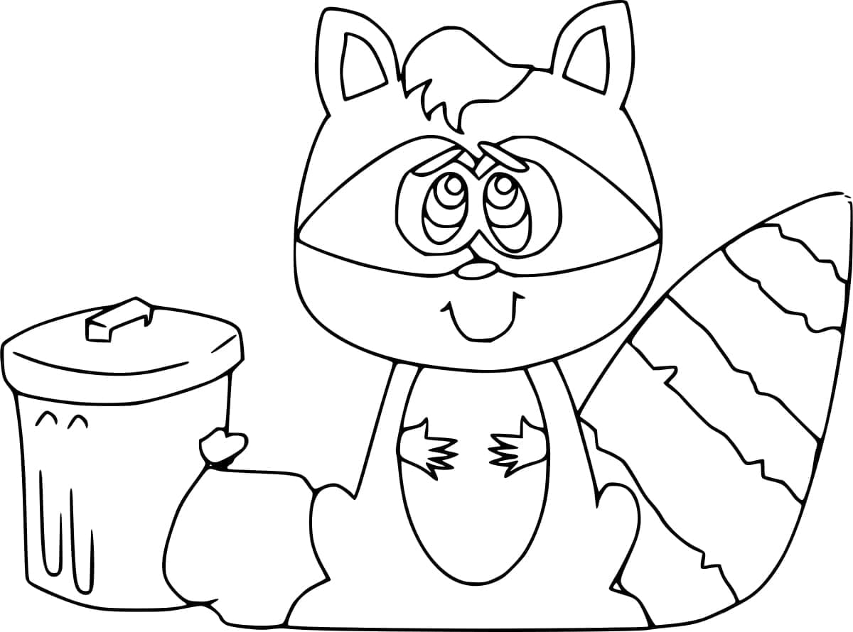 ระบายสี แรคคูนและขยะ