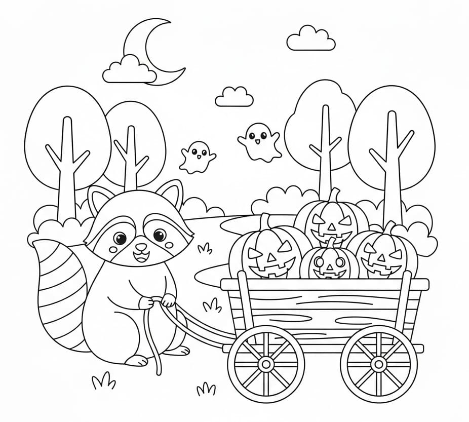 ระบายสี แรคคูนสนุกสนาน