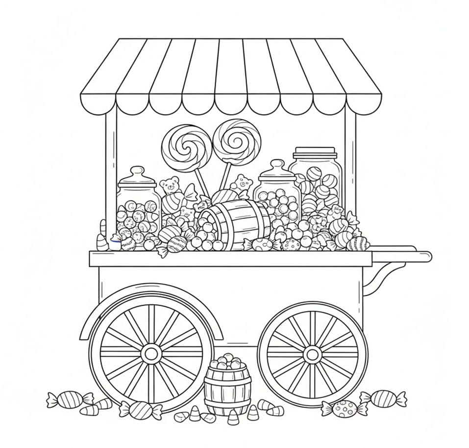 ระบายสี รถเข็นขนมโบราณ