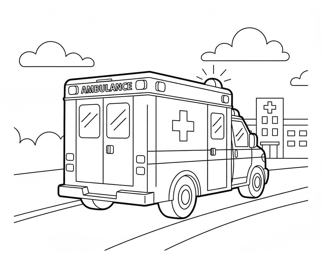 ระบายสี รถพยาบาลจากด้านหลัง