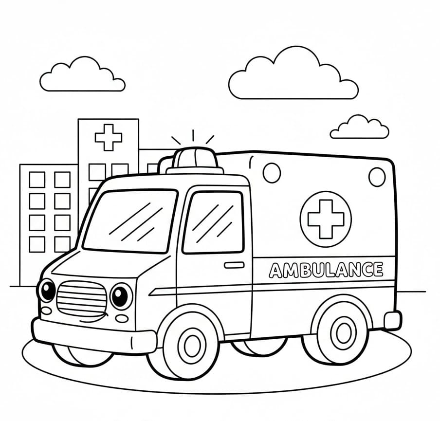ระบายสี รถพยาบาล มุมมองด้านหน้า