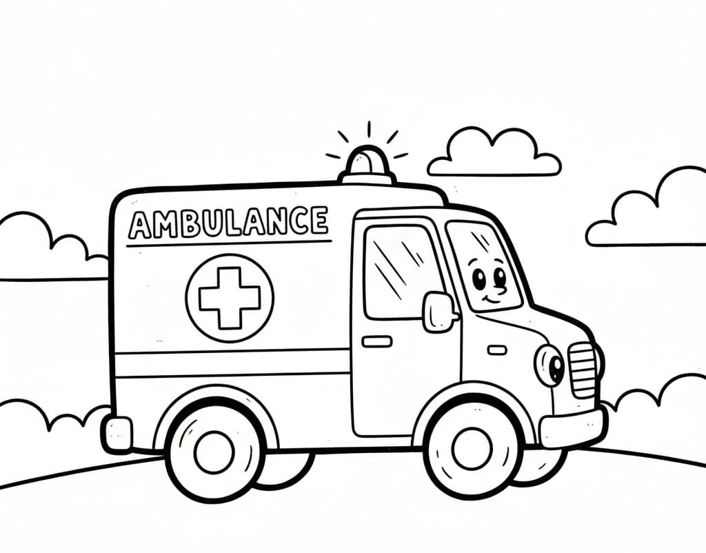 ระบายสี รถพยาบาลในธรรมชาติ
