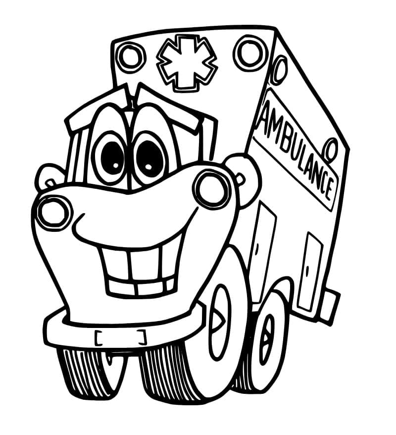 ระบายสี รถพยาบาลตลกๆ