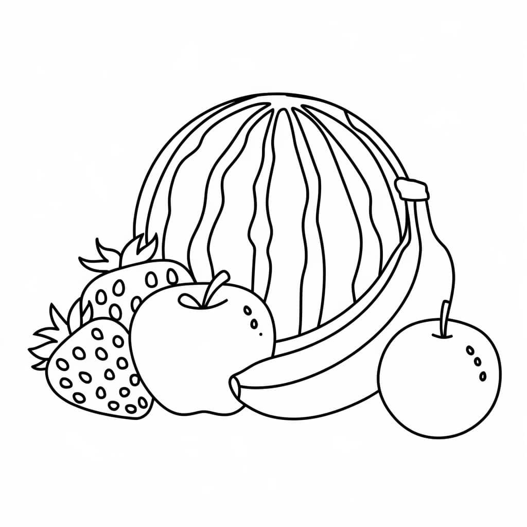 ระบายสี รูปร่างพื้นฐานของผลไม้