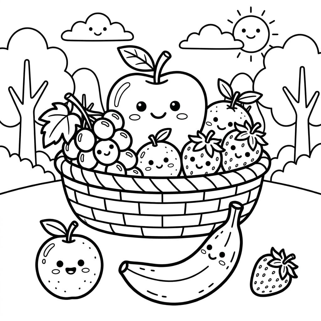 ระบายสี ตะกร้าผลไม้หวาน