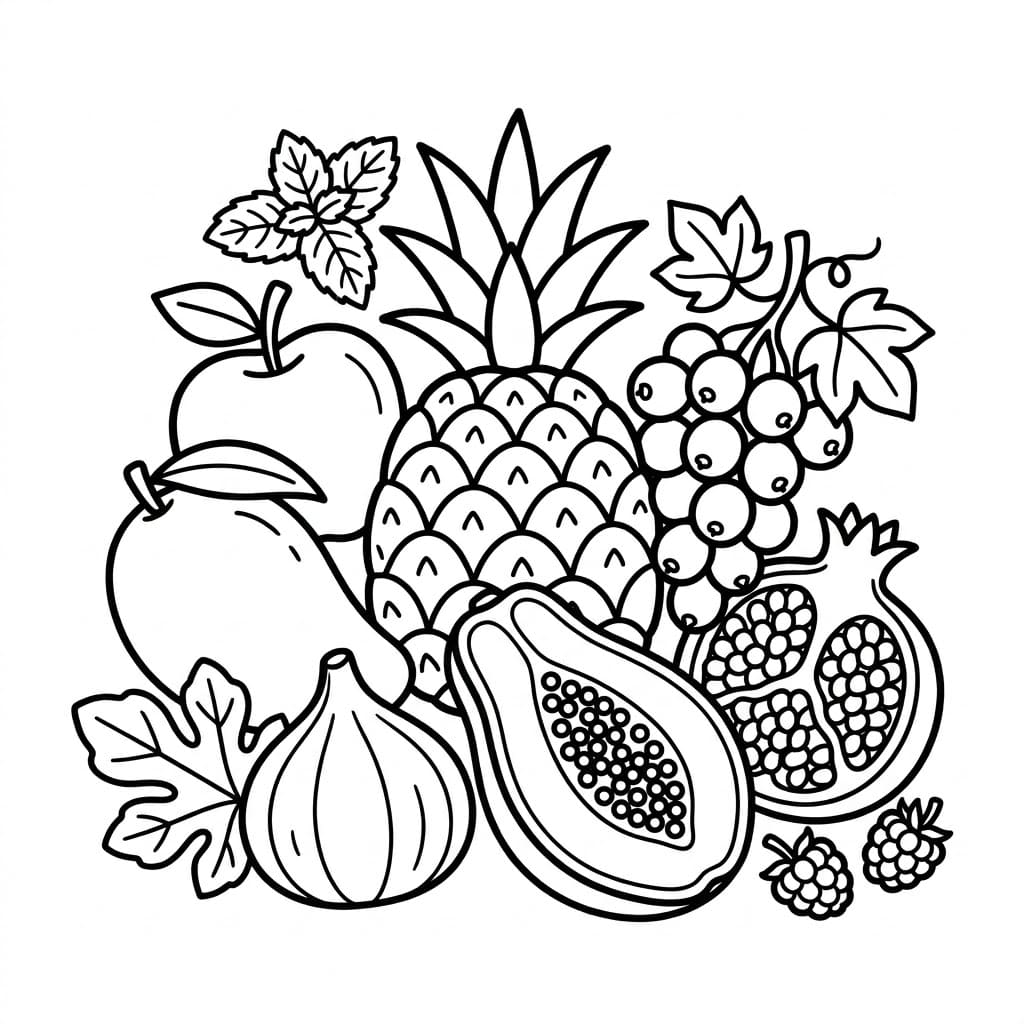 ระบายสี ทับทิมและมังคุด