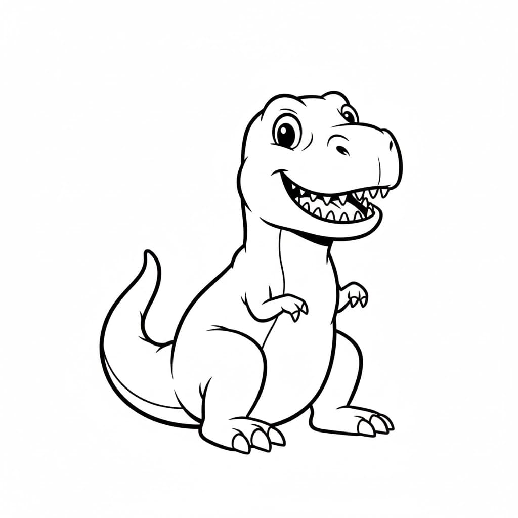 ระบายสี ทีเร็กซ์นั่งอยู่