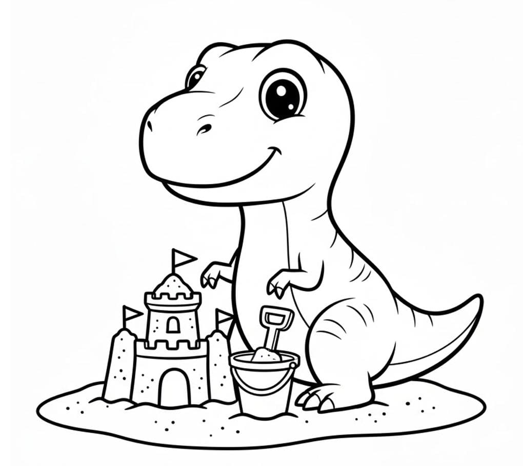 ระบายสี ทีเร็กซ์สร้างปราสาททราย