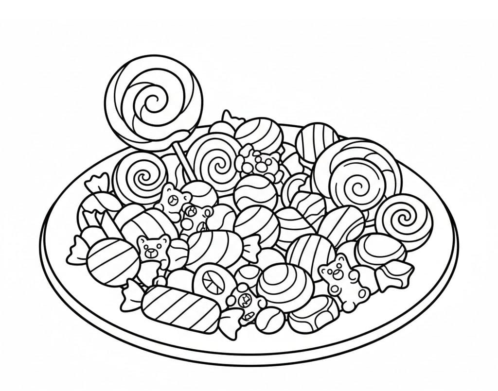 ระบายสี ถ้วยลูกกวาดกลมกล่อม