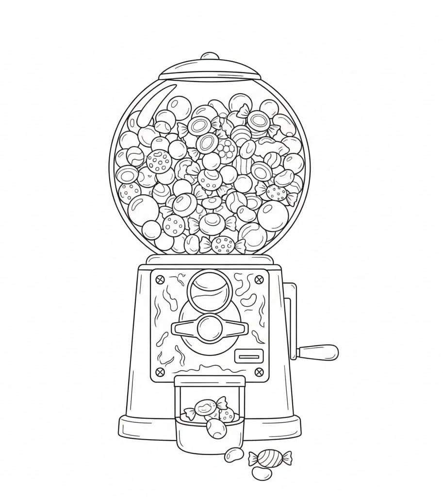 ระบายสี ตู้กดลูกอมคลาสสิก