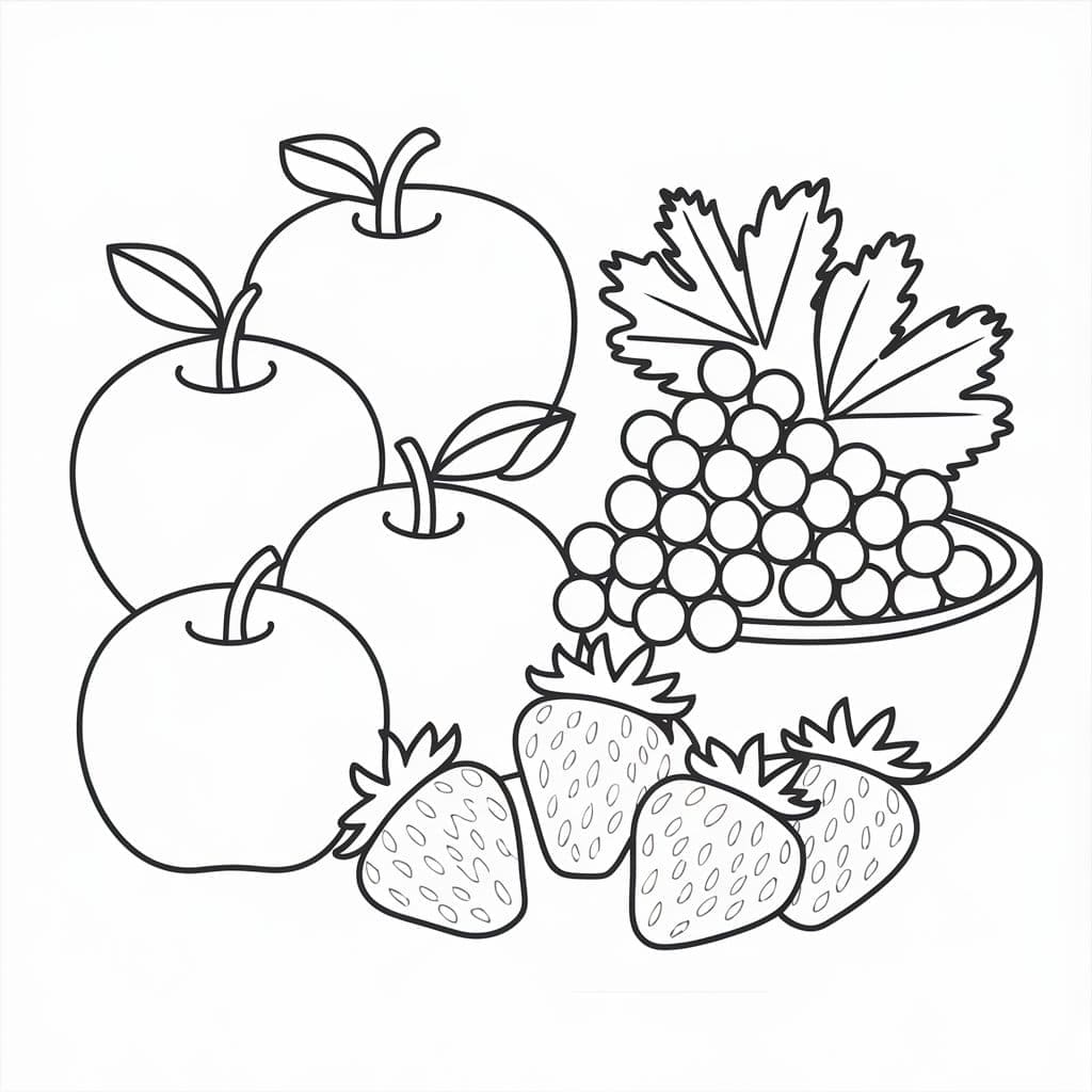 ระบายสี วาดภาพร่างของผลไม้