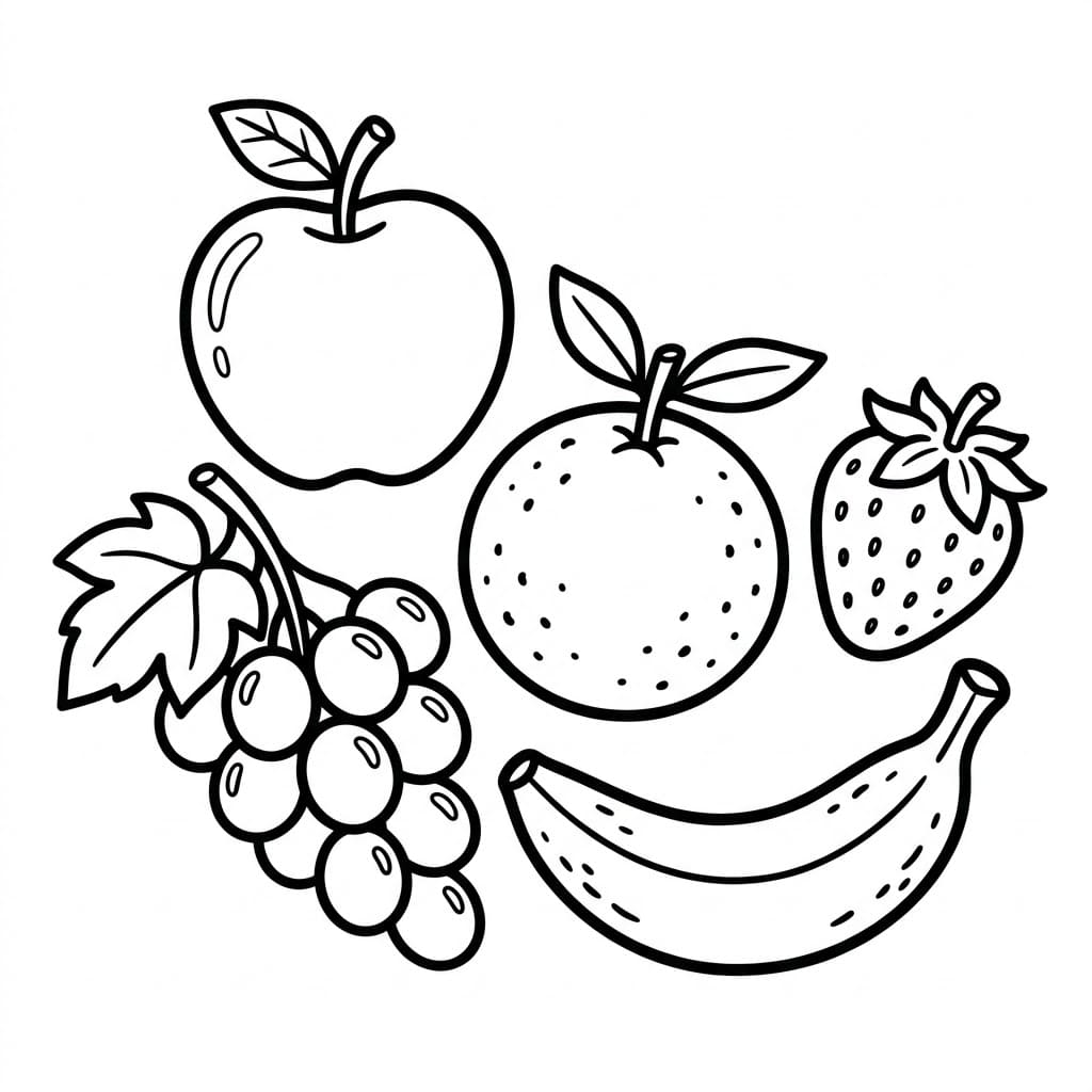 ระบายสี แอปเปิลและองุ่น