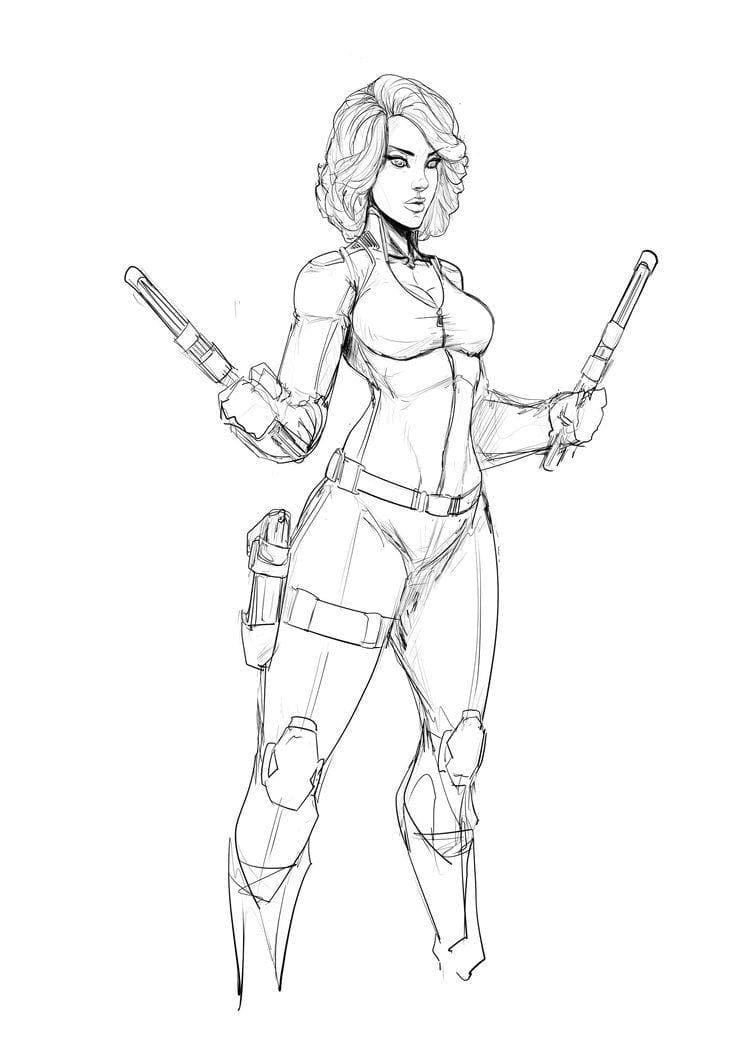 ระบายสี แบล็ควิโดว์ จากมาร์เวลคอมิกส์