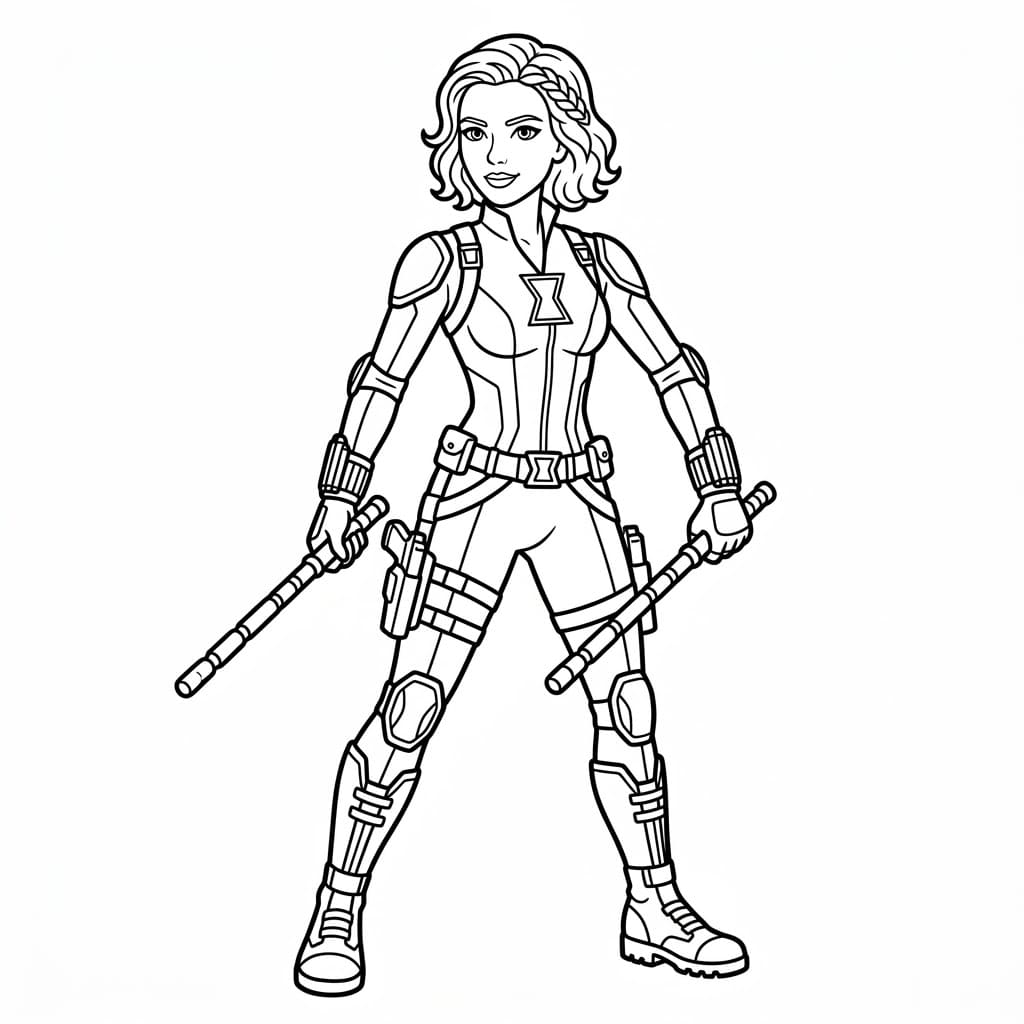 ระบายสี แบล็ควิโดว์ถืออาวุธ