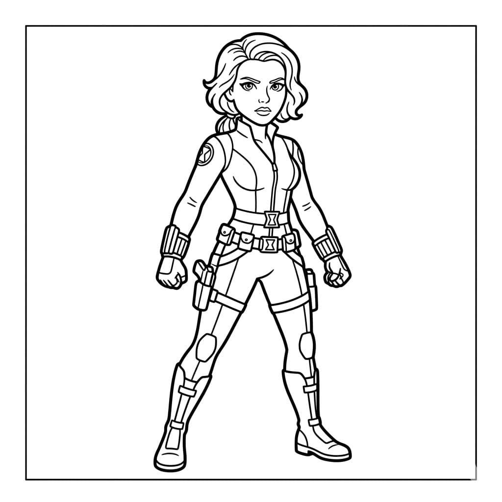 ระบายสี แบล็ควิโดว์ยืนเดี่ยว