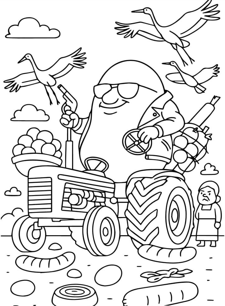 ระบายสี โจร, รถแทรกเตอร์, หน้ากาก