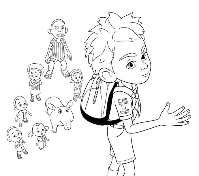 ระบายสี เด็กชายกับฝูงผีเสื้อ