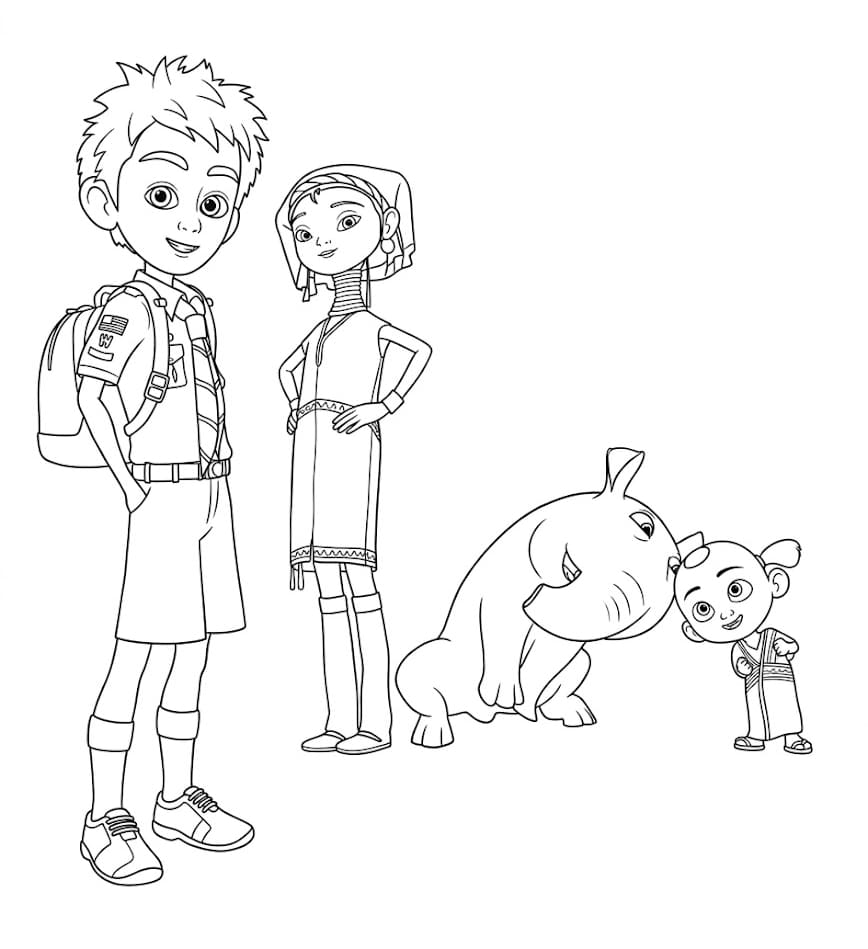 ระบายสี เด็กชายกับสัตว์เลี้ยง