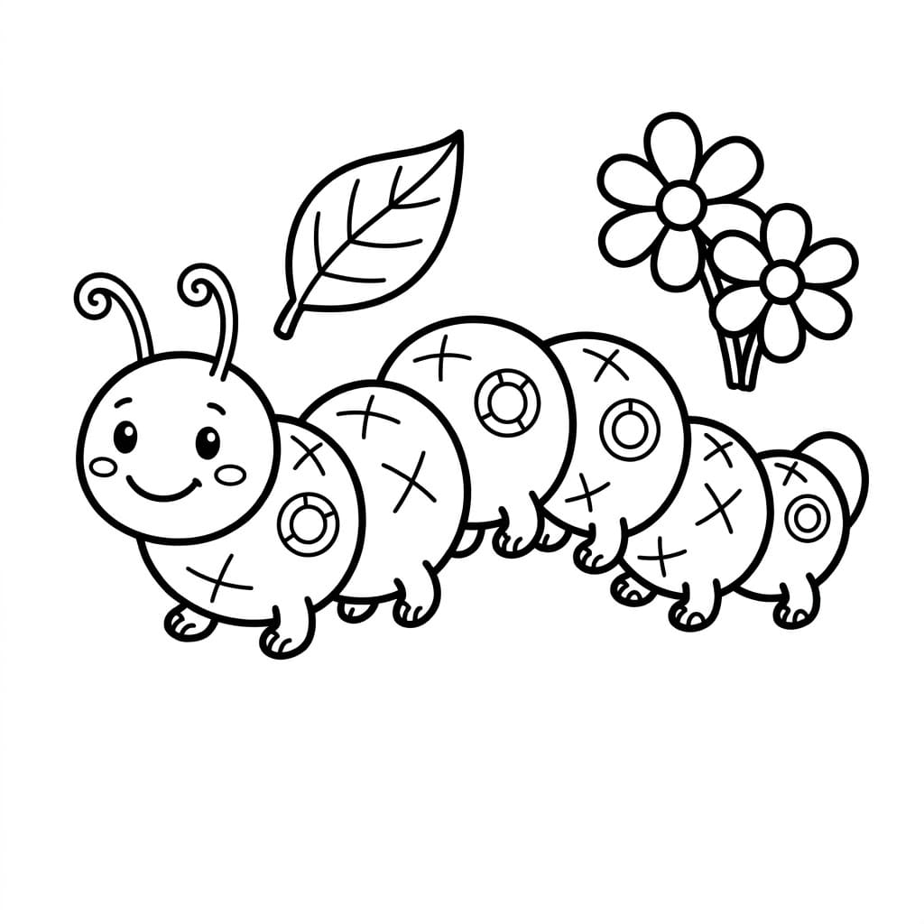 ระบายสี หนอนผีเสื้อลายดอกไม้