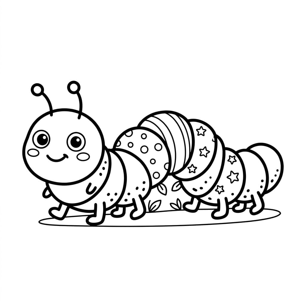 ระบายสี หนอนผีเสื้อน้อยยิ้มหวาน