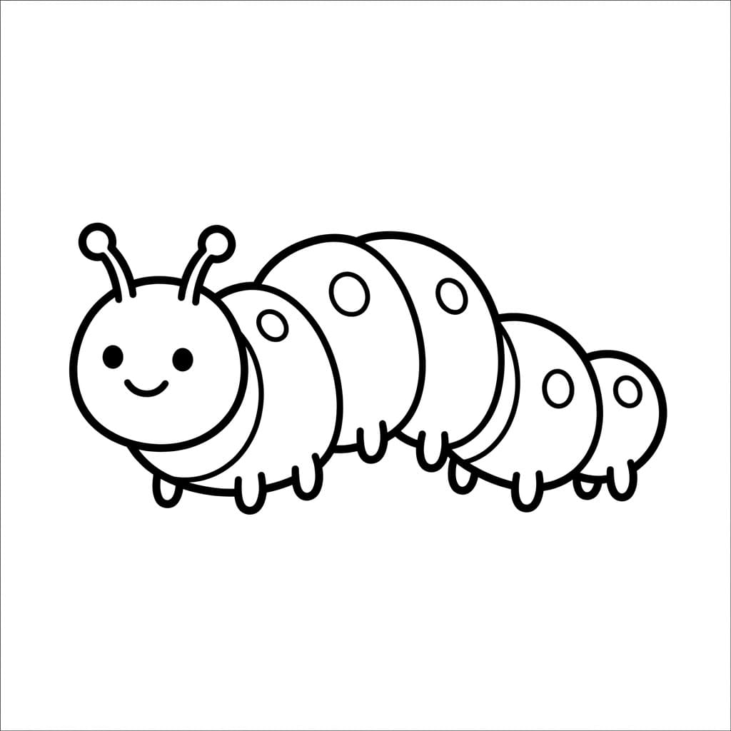 ระบายสี หนอนผีเสื้อยิ้มกลม