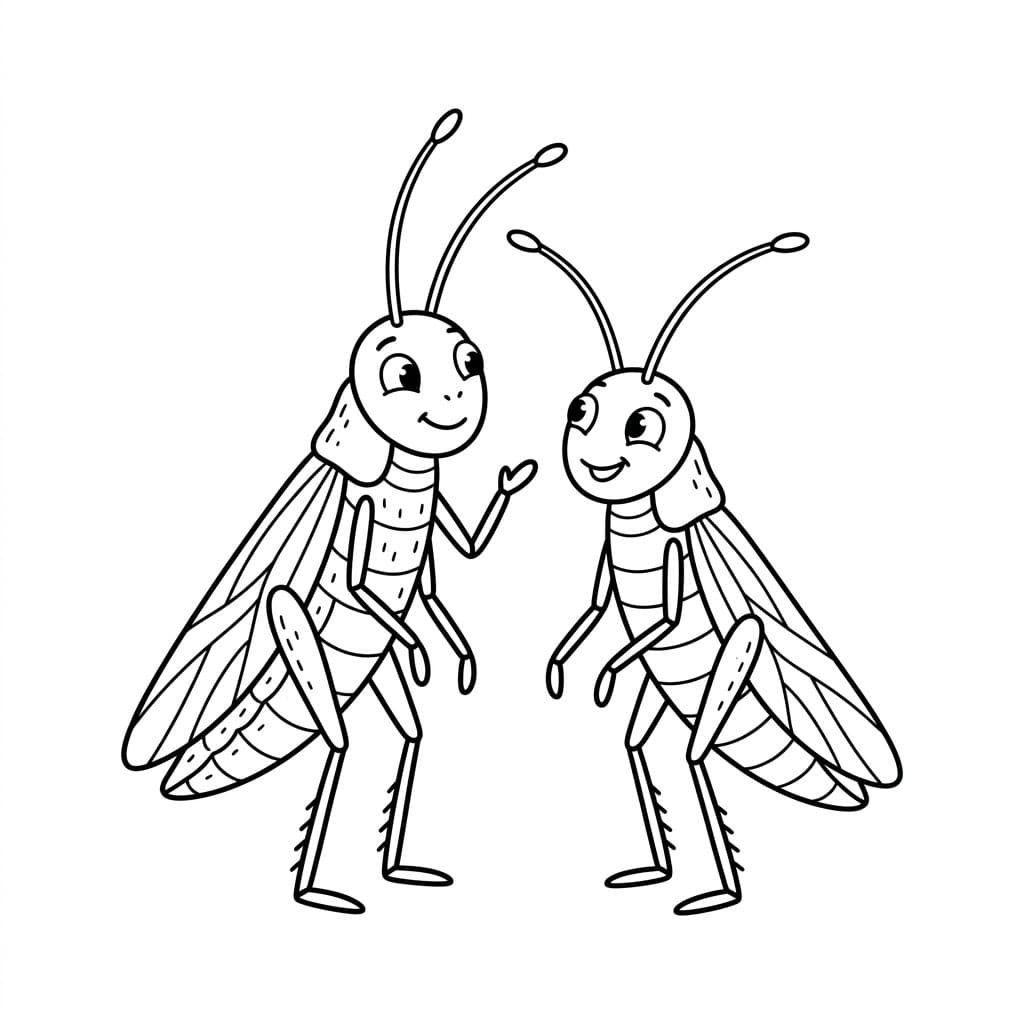 ระบายสี การ์ตูนตั๊กแตน