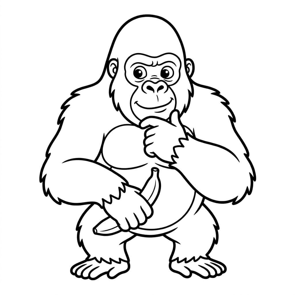 ระบายสี กอริลลากินอาหาร