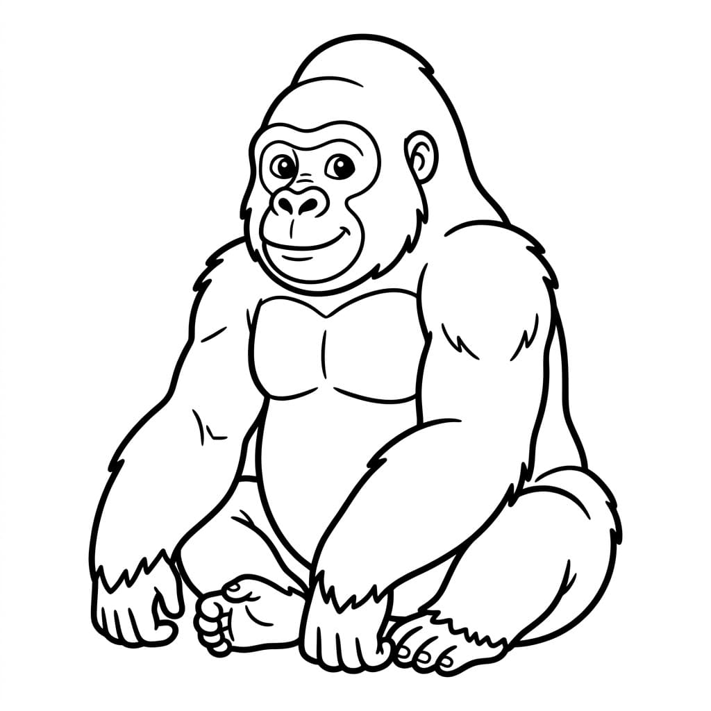 ระบายสี กอริลลานั่งพื้น