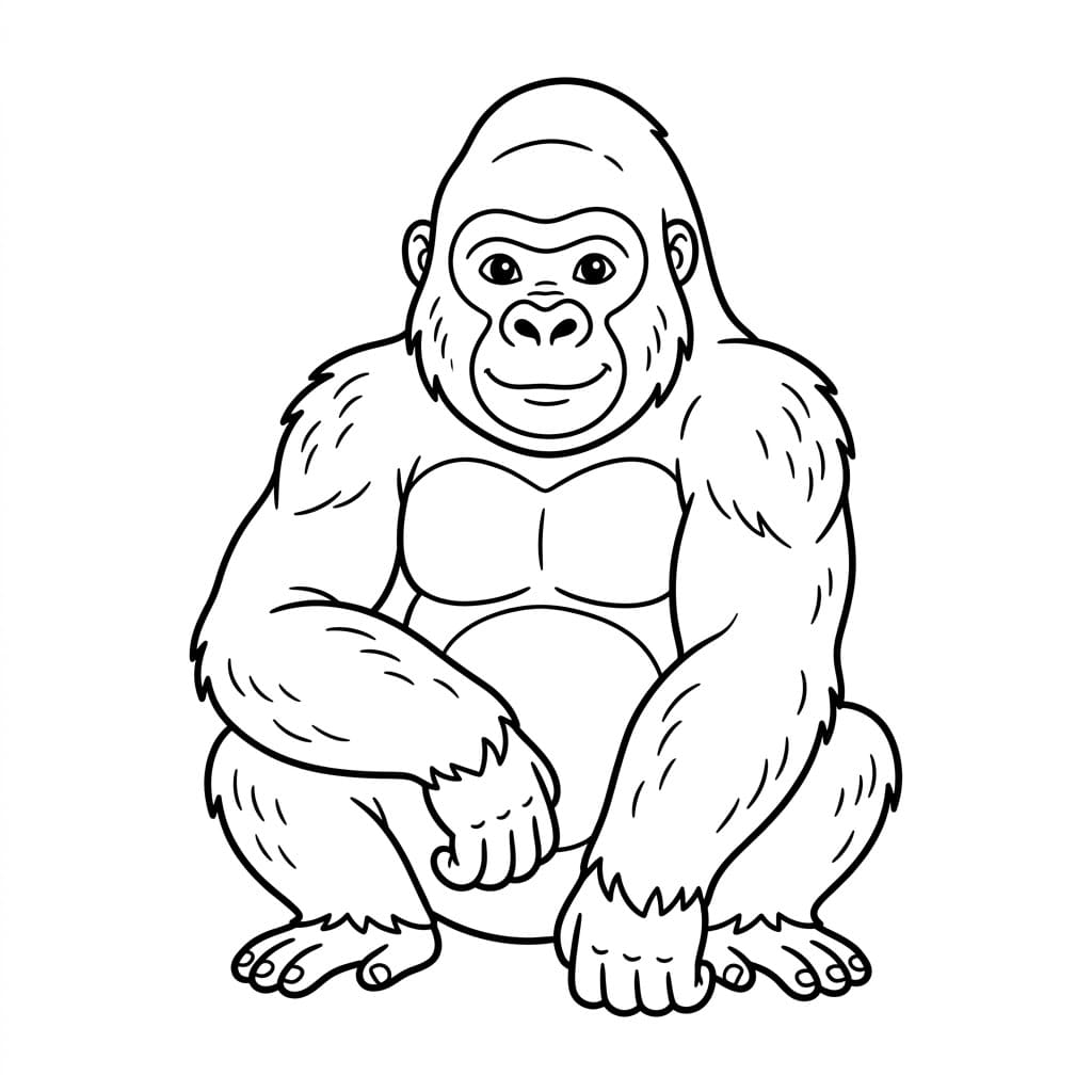 ระบายสี กอริลลานั่งผ่อนคลาย