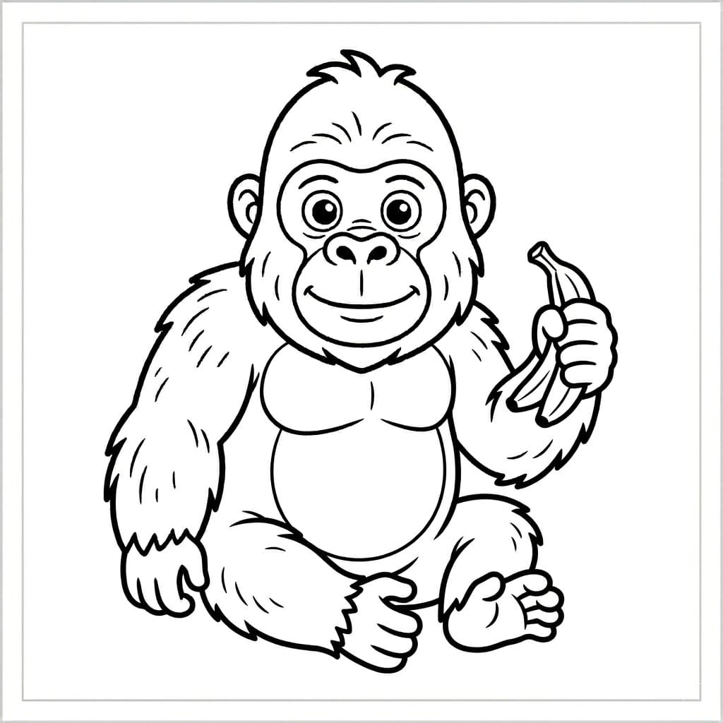 ระบายสี กอริลลาถือกล้วย