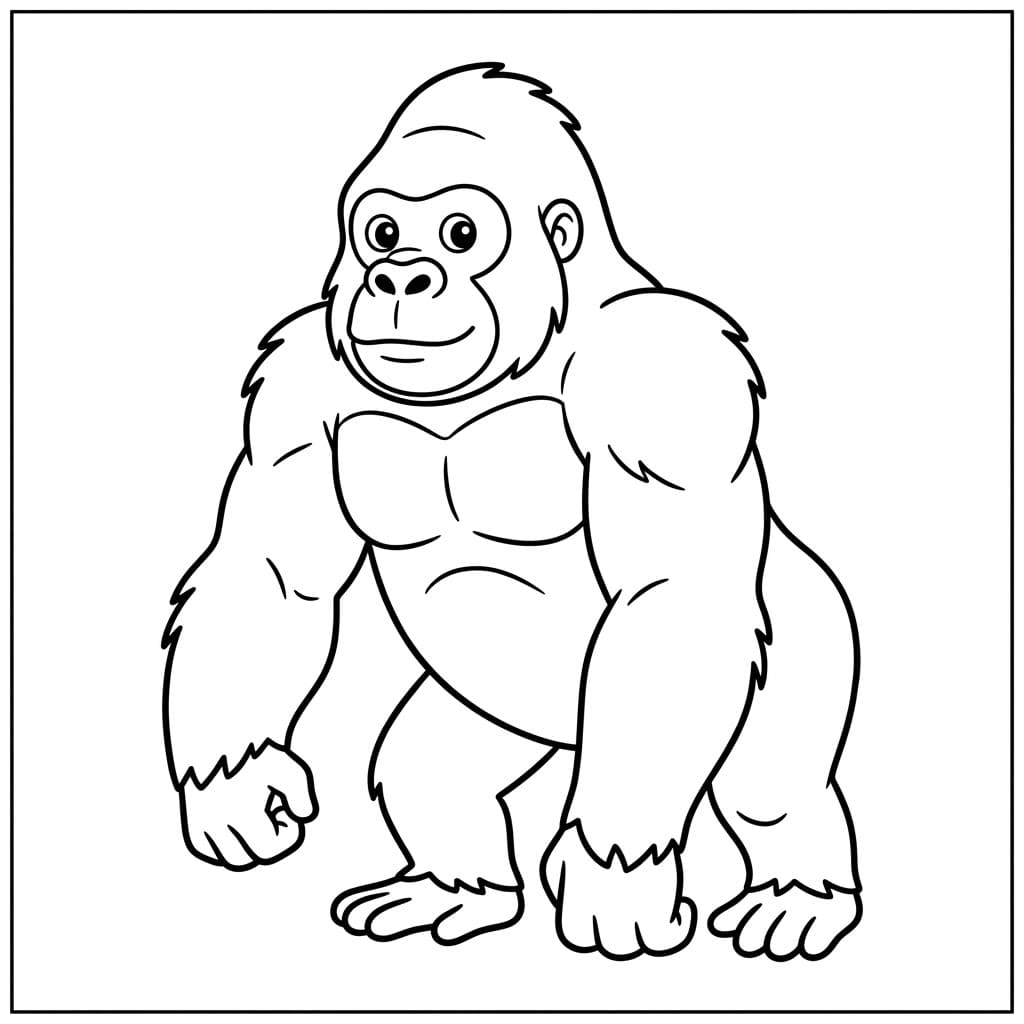 ระบายสี กอริลลายืนมอง