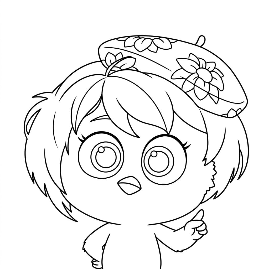 ระบายสี ลูกเจี๊ยบหมวกดอกไม้