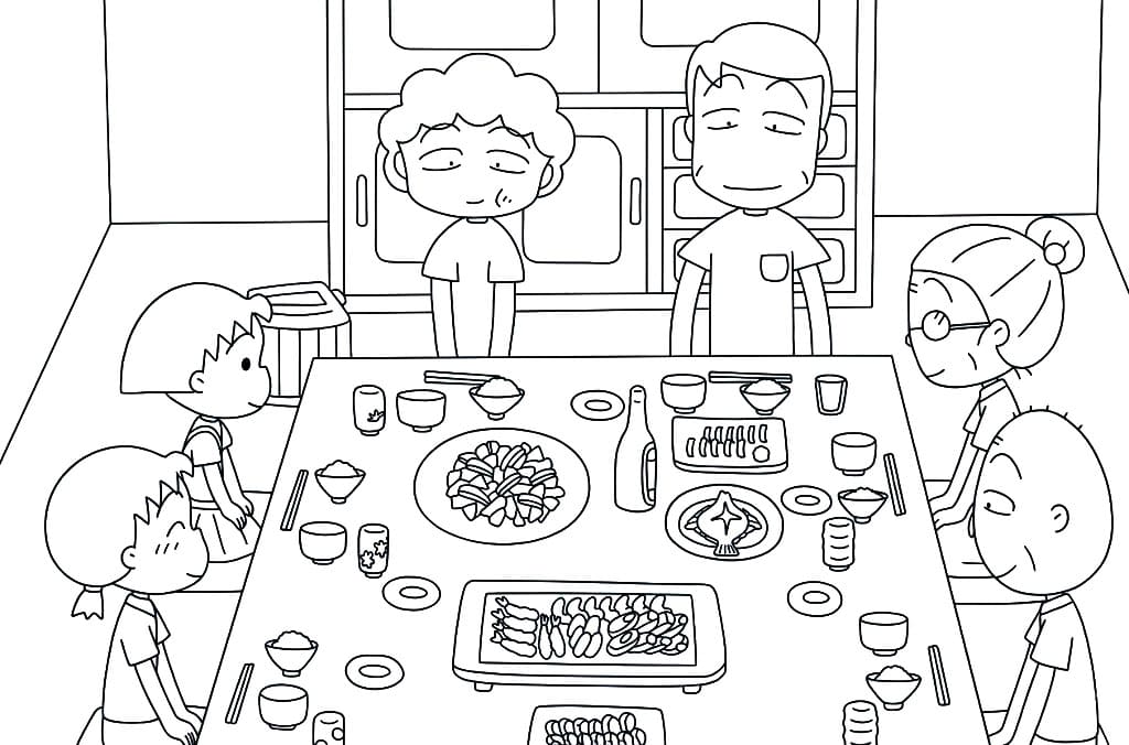 ระบายสี โมรุโกะจังกับงานเลี้ยงครอบครัว