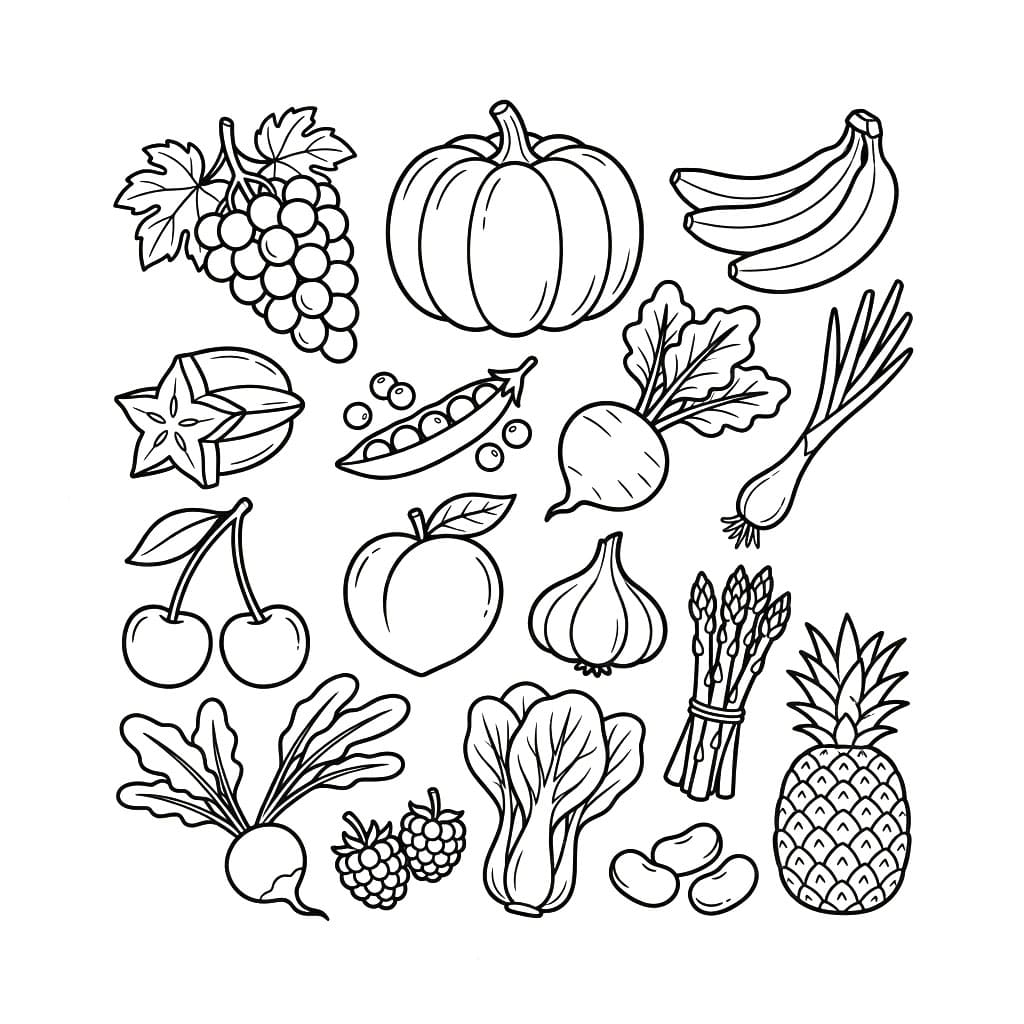 ระบายสี ผักนานาชนิดสดใหม่