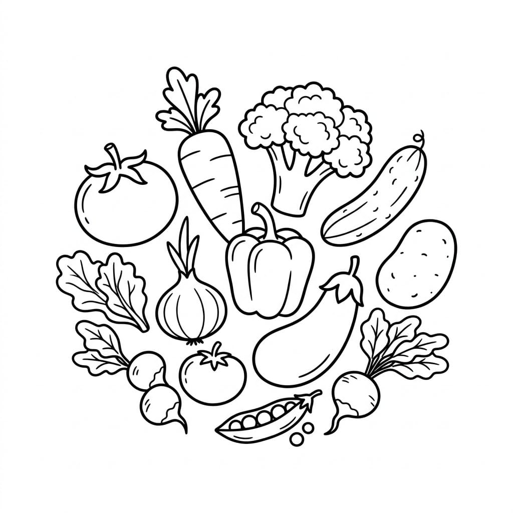 ระบายสี ผักพิมพ์ฟรี