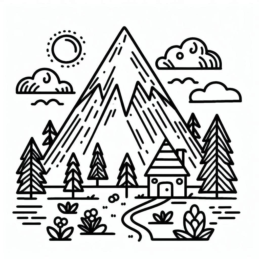ระบายสี ภาพภูเขาสำหรับพิมพ์ฟรี