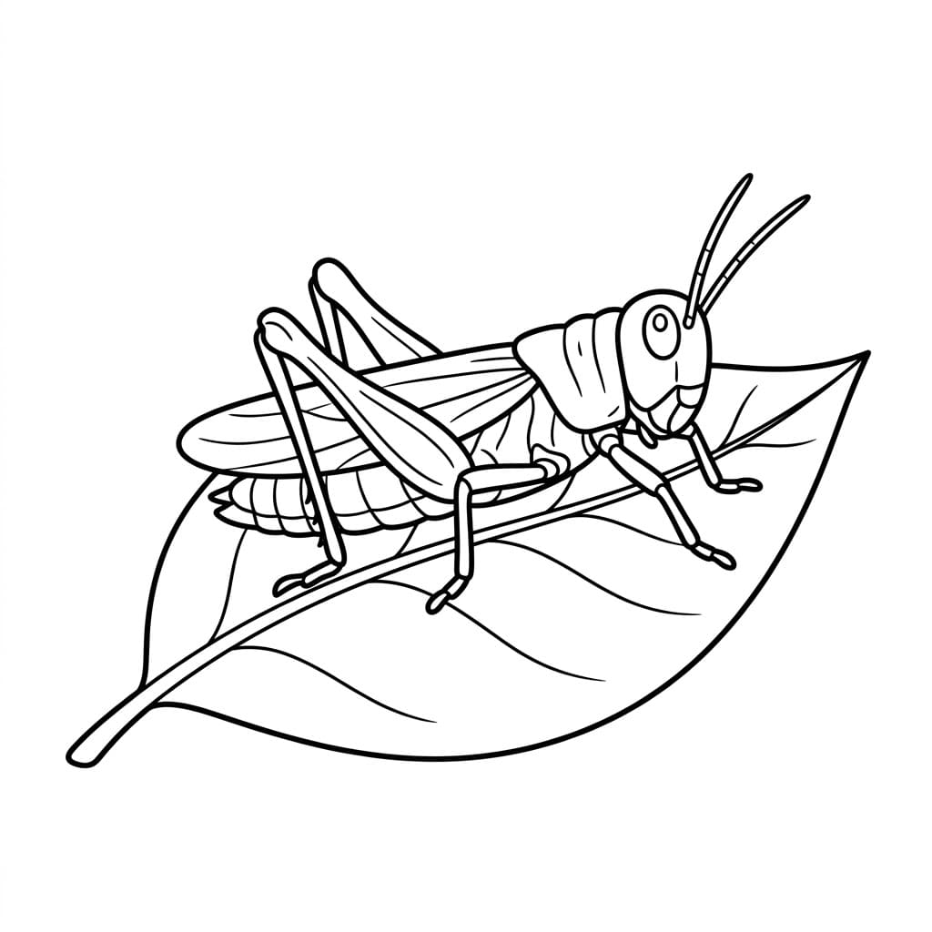 ระบายสี ตั๊กแตนบนใบไม้