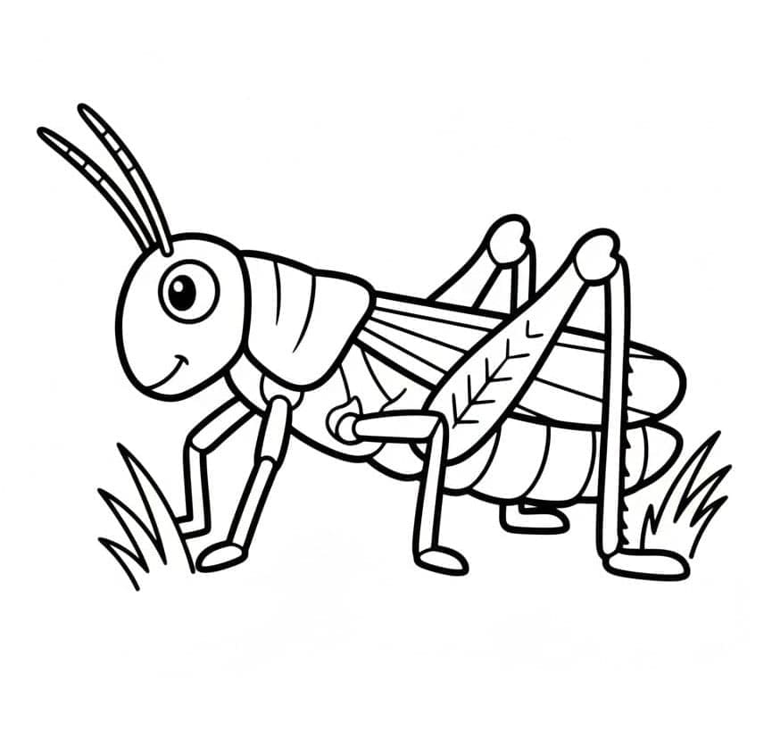 ระบายสี ตั๊กแตนบนหญ้า