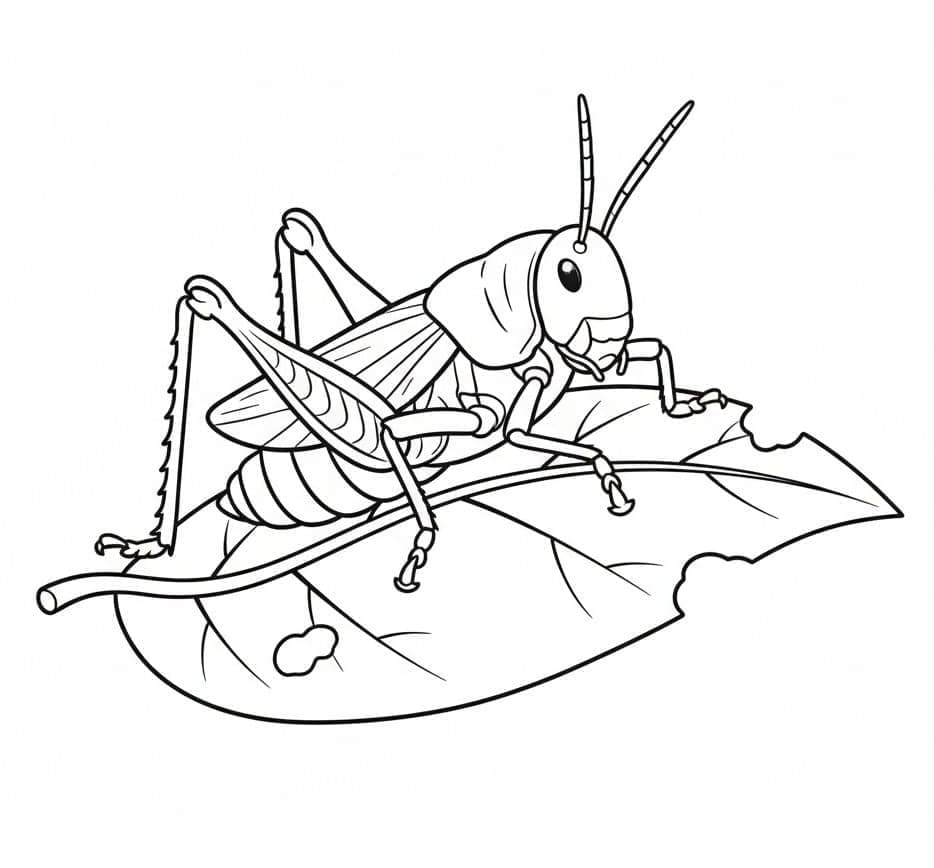 ระบายสี ตั๊กแตนกินใบไม้